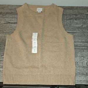 Beige Sleeveless Knit Top